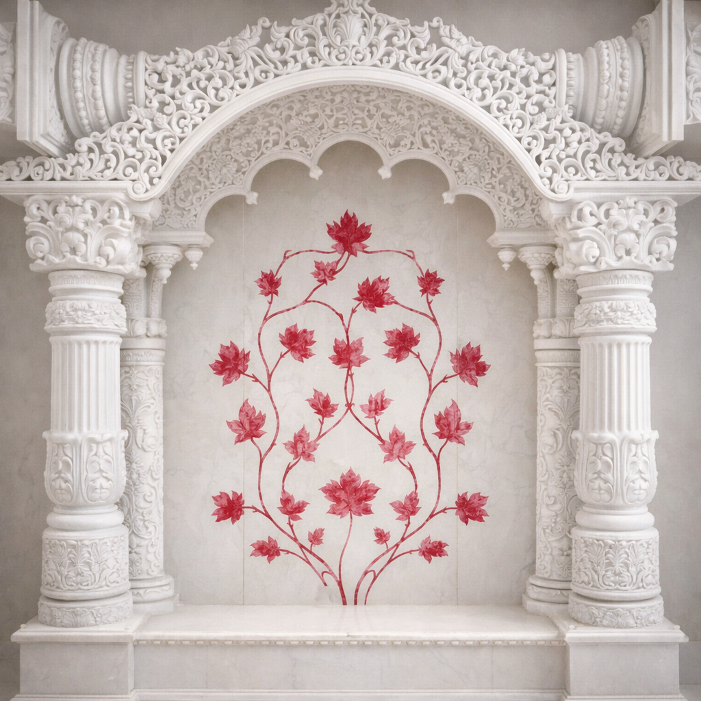 Red Inlay Mandir